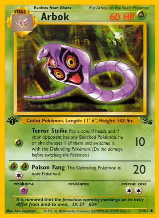 Arbok 31/62 Pokemon card