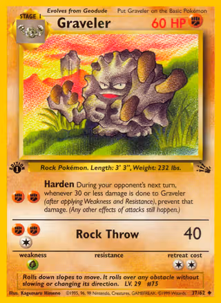 Graveler 37/62 Pokemon card
