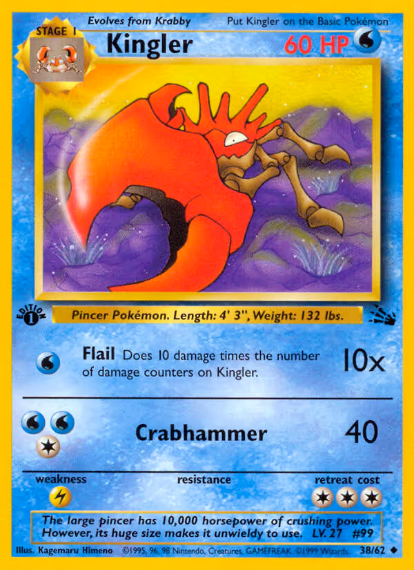 Kingler 38/62 Pokemon card