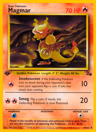 Magmar 39/62 Pokemon card