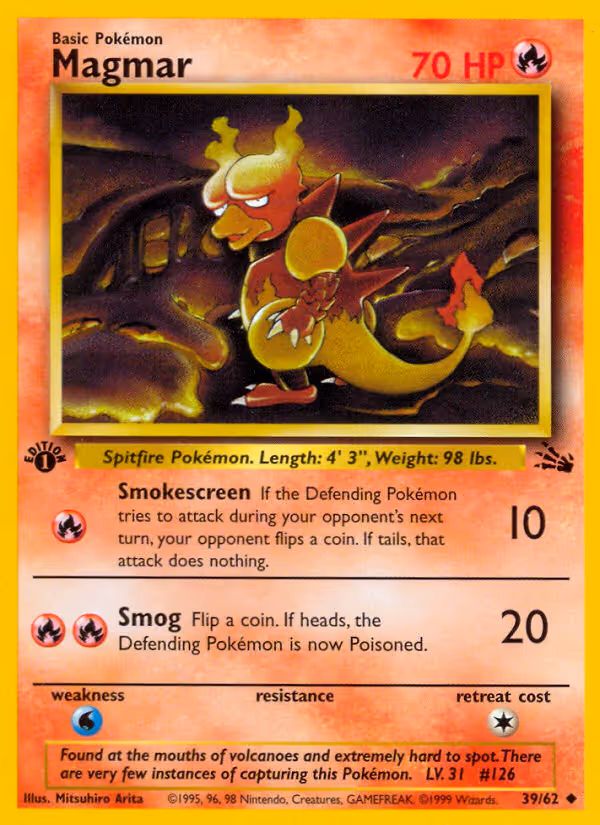 Magmar 39/62 Pokemon card
