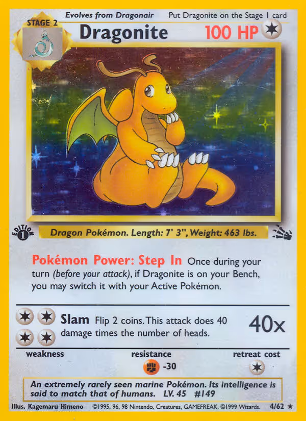 Dragonite 4/62 Pokemon card