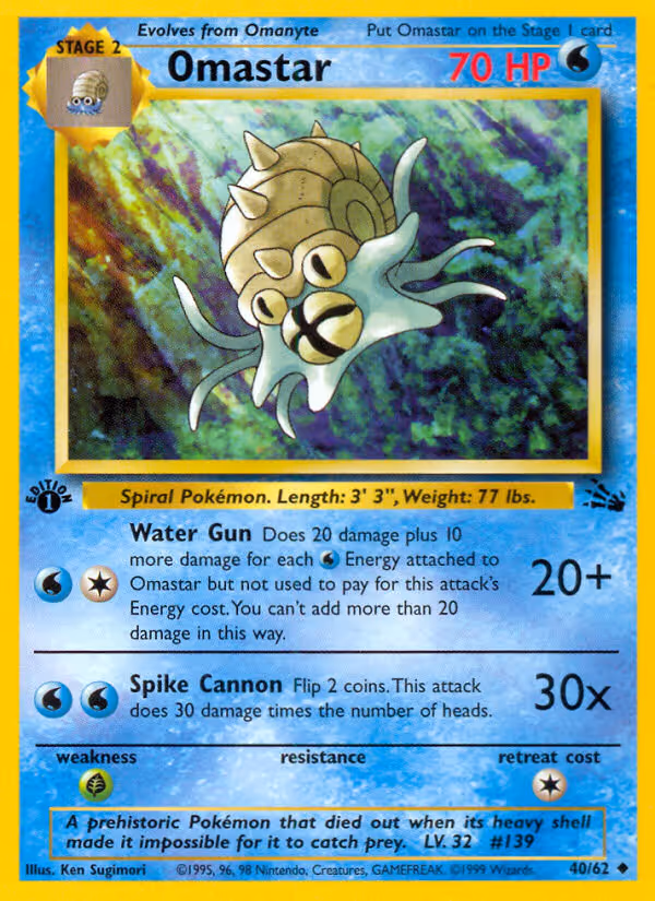 Omastar 40/62 Pokemon card