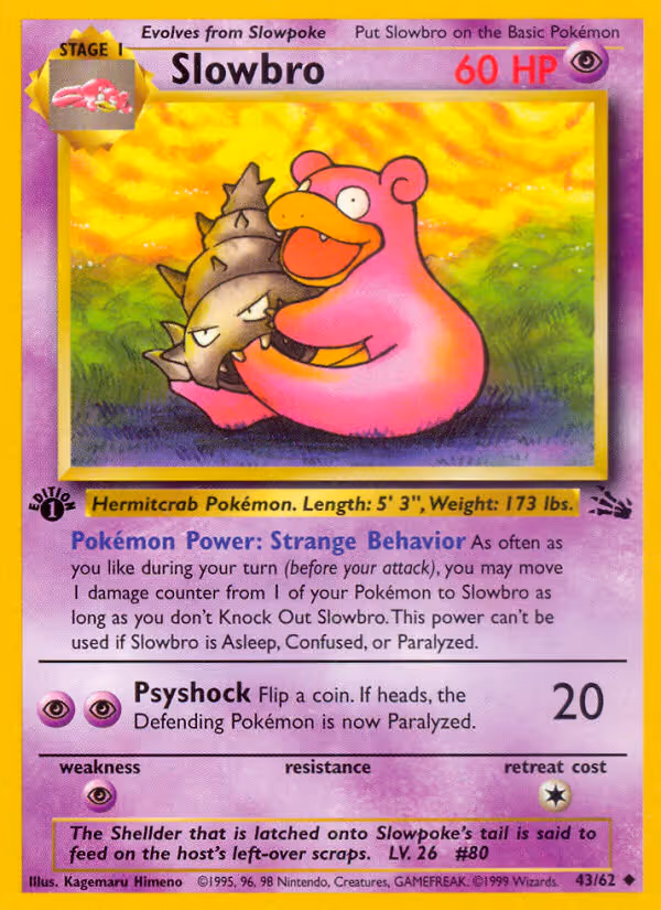 Slowbro 43/62 Pokemon card