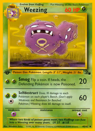 Weezing 45/62 Pokemon card
