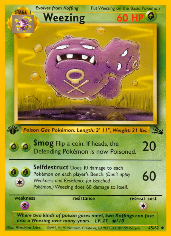 Weezing 45/62 Pokemon card
