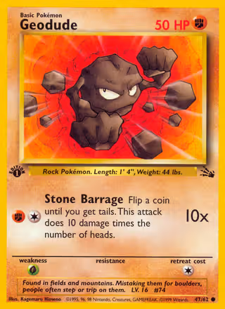 Geodude 47/62 Pokemon card