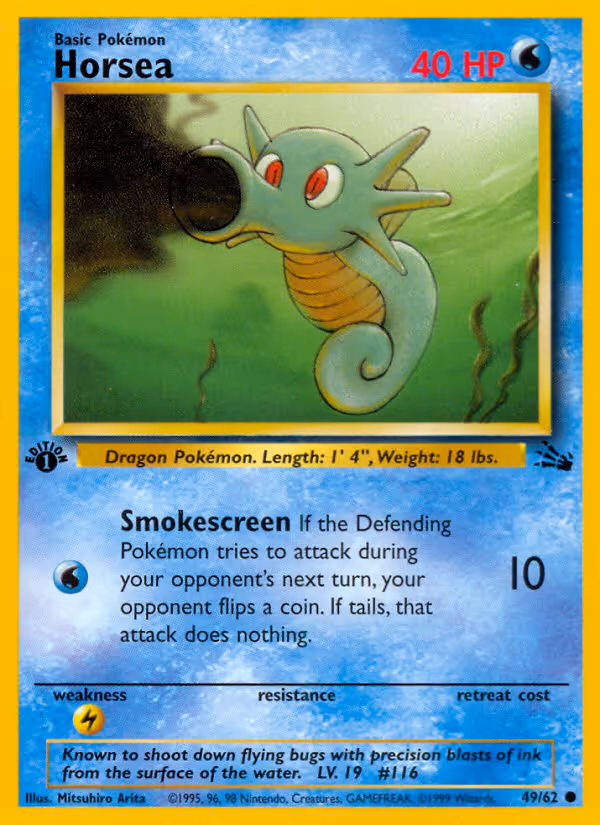 Horsea 49/62 Pokemon card