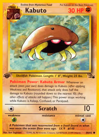 Kabuto 50/62 Pokemon card