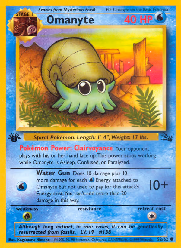Omanyte 52/62 Pokemon card