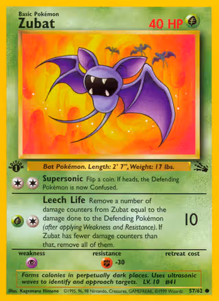 Zubat 57/62 Pokemon card