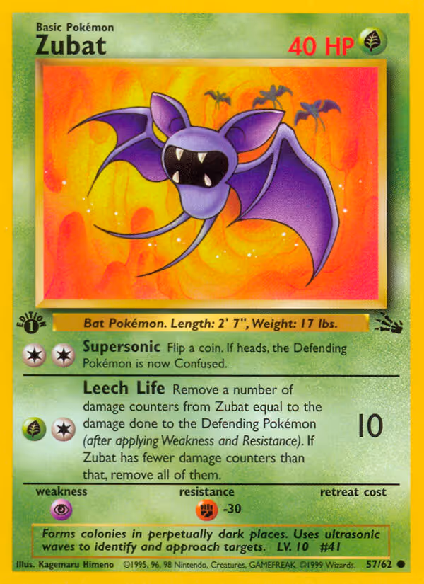Zubat 57/62 Pokemon card