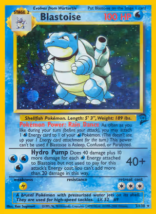 Blastoise 2/130 Pokemon card