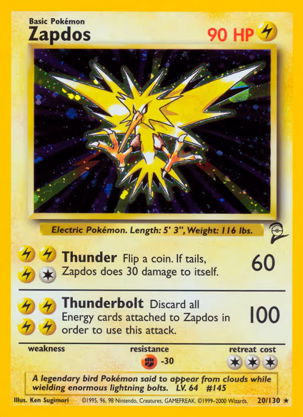 Zapdos 20/130 Pokemon card