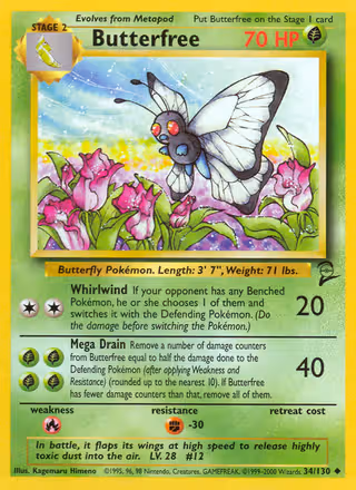 Butterfree 34/130 Pokemon card