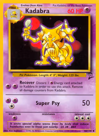Kadabra 46/130 Pokemon card