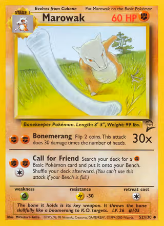 Marowak 52/130 Pokemon card