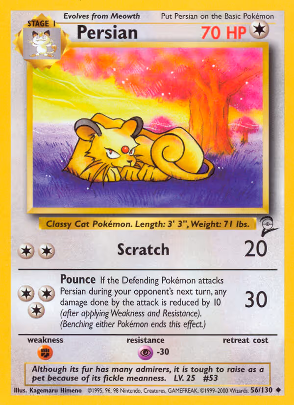 Persian 56/130 Pokemon card