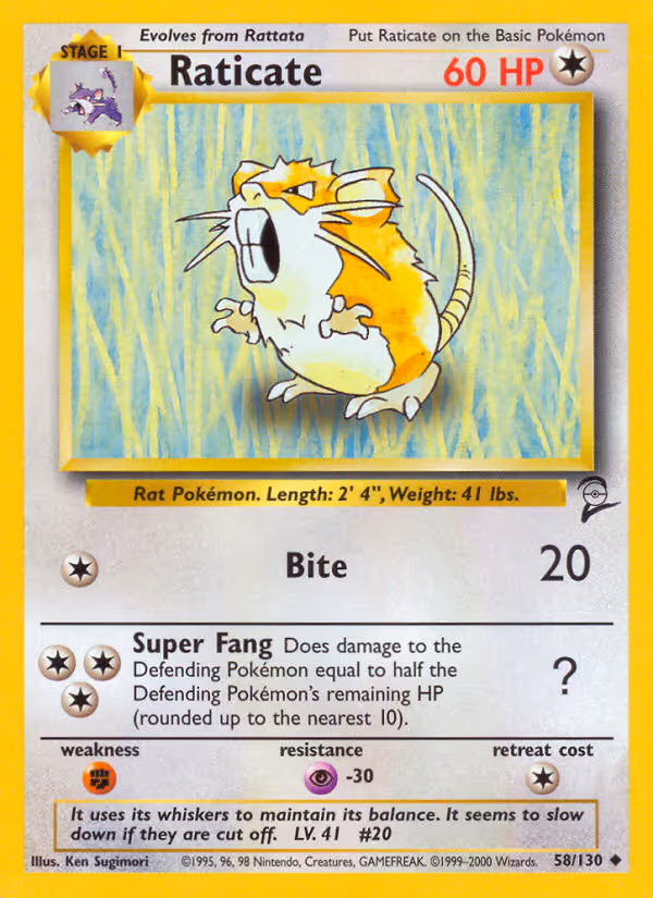 Raticate 58/130 Pokemon card