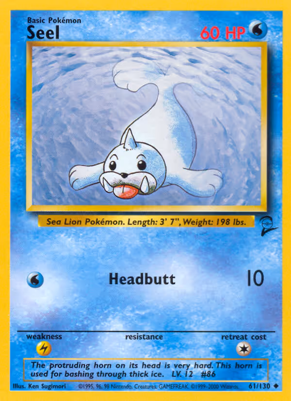 Seel 61/130 Pokemon card