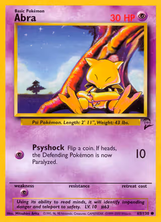 Abra 65/130 Pokemon card