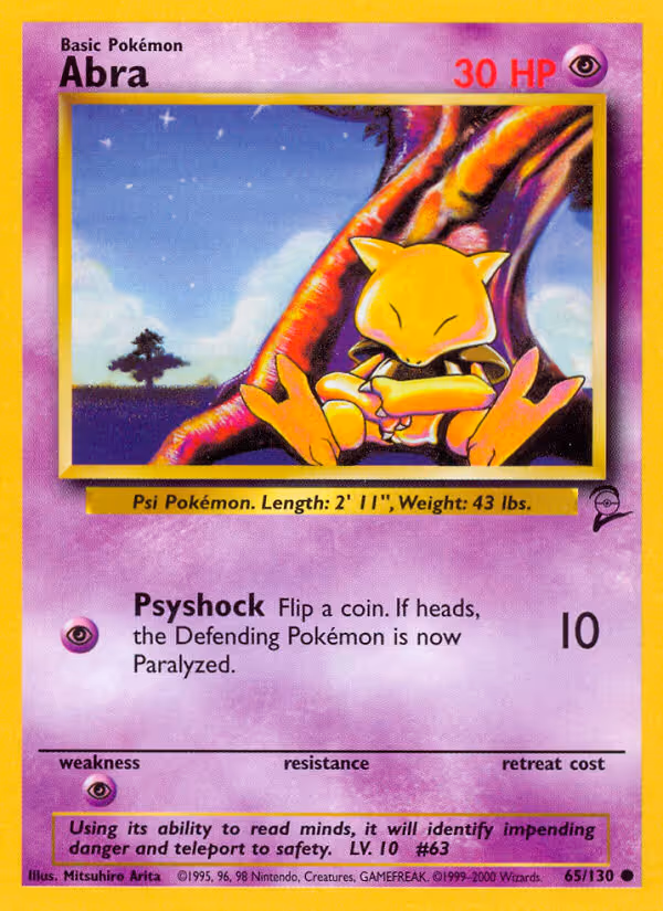 Abra 65/130 Pokemon card