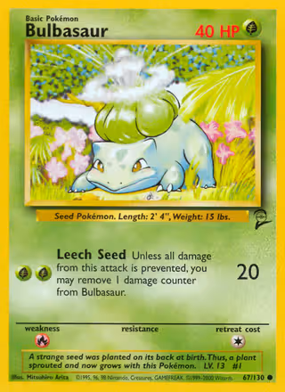 Bulbasaur 67/130 Pokemon card