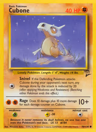 Cubone 70/130 Pokemon card
