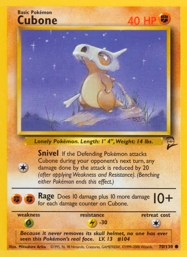 Cubone 70/130 Pokemon card
