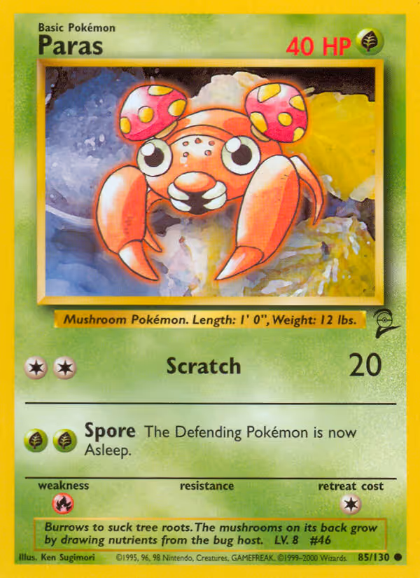 Paras 85/130 Pokemon card
