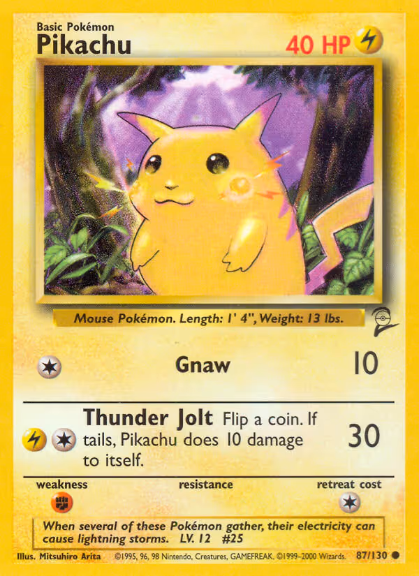 Pikachu 87/130 Pokemon card