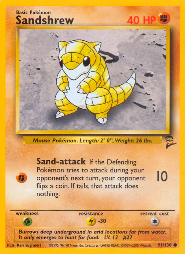 Sandshrew 91/130 Pokemon card