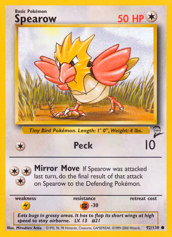 Spearow 92/130 Pokemon card