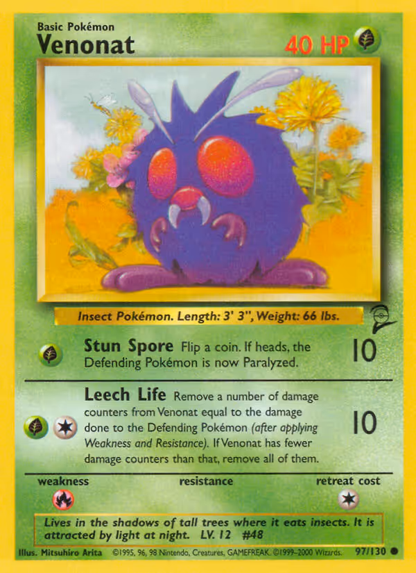 Venonat 97/130 Pokemon card