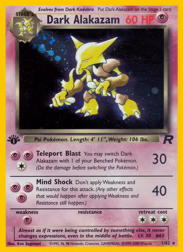 Dark Alakazam 1/82 Pokemon card