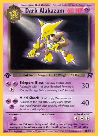 Dark Alakazam 18/82 Pokemon card