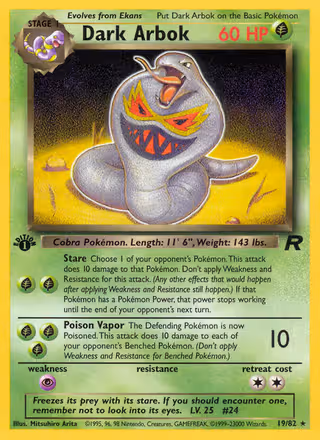 Dark Arbok 19/82 Pokemon card