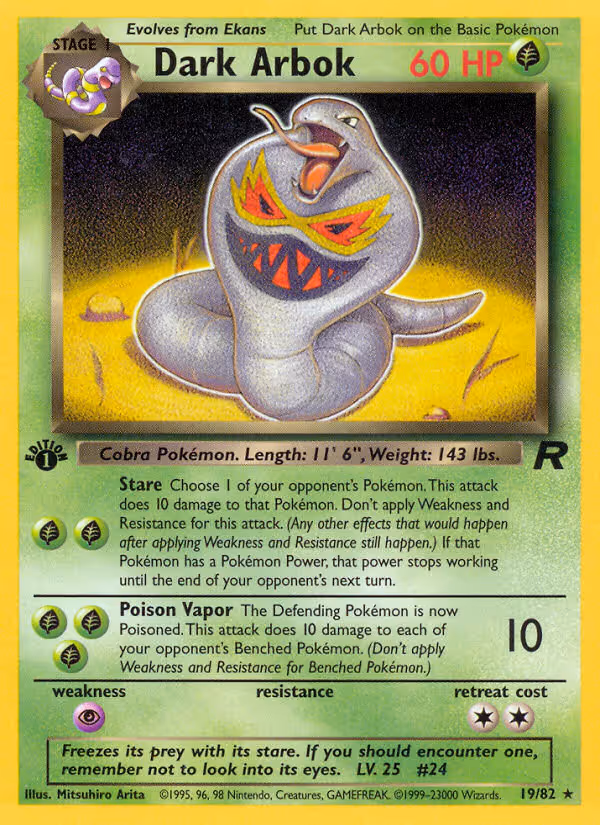 Dark Arbok 19/82 Pokemon card