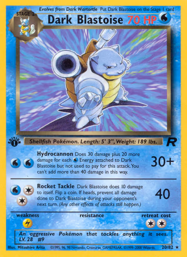 Dark Blastoise 20/82 Pokemon card