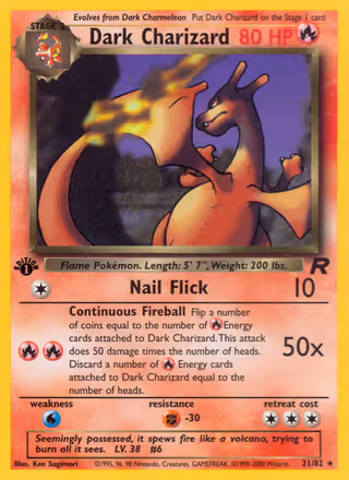 Dark Charizard 21/82 Pokemon card