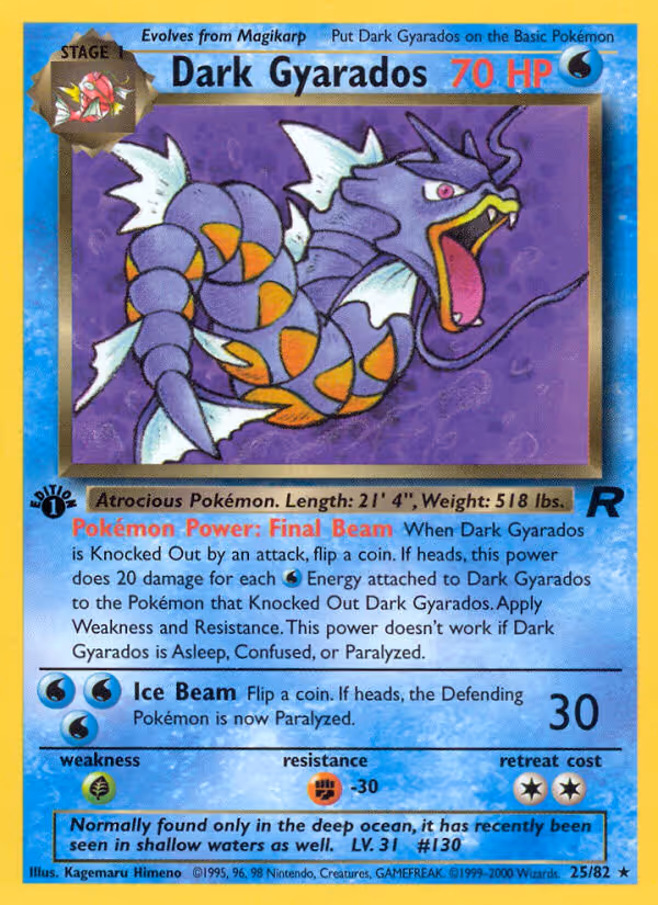Dark Gyarados 25/82 Pokemon card