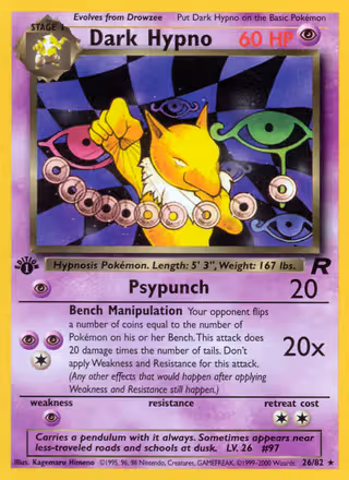 Dark Hypno 26/82 Pokemon card