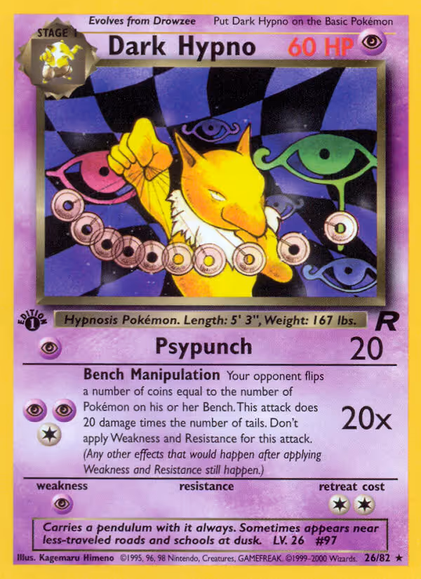 Dark Hypno 26/82 Pokemon card