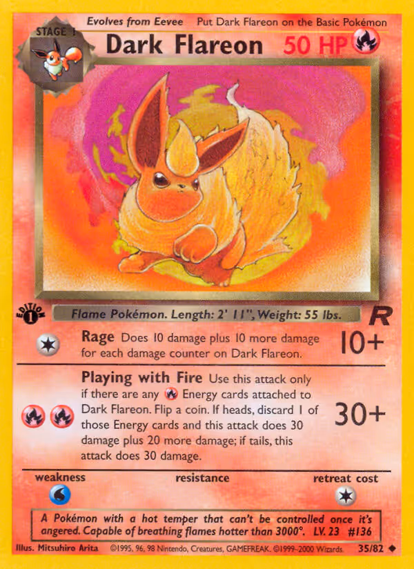Dark Flareon 35/82 Pokemon card