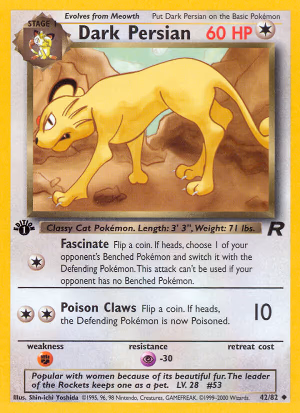 Dark Persian 42/82 Pokemon card