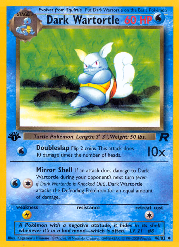 Dark Wartortle 46/82 Pokemon card
