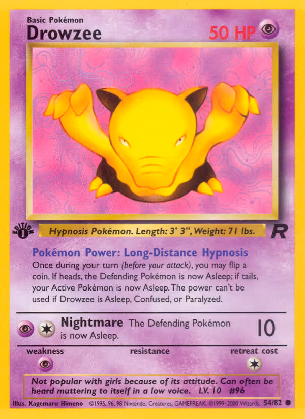 Drowzee 54/82 Pokemon card