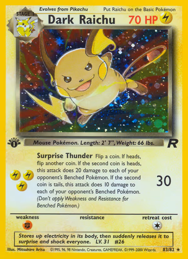 Dark Raichu 83/82 Pokemon card