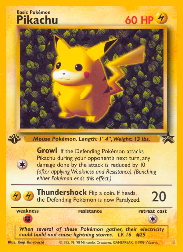 Pikachu 1/53 Pokemon card