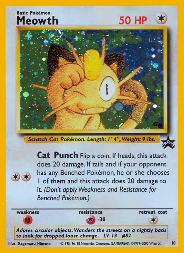 Meowth 10/53 Pokemon card